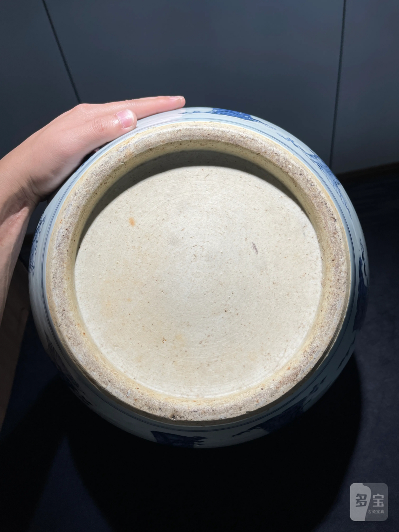 清晚期 青花人物纹卷缸 - 图11